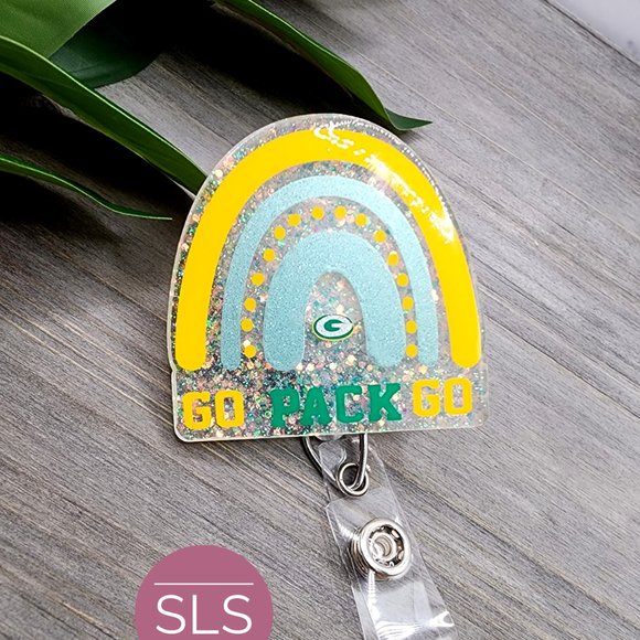 Go Pack Go Rainbow Badge Reel-Football Badge Reel - Picture 4 of 10